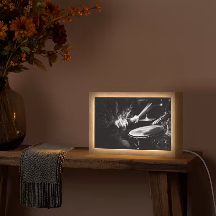 Drummer - Zwart - Drumstel Light Box met kabel (Tafellamp) klein -sfeer4
