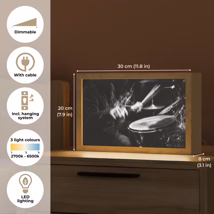 Drummer - Zwart - Drumstel Light Box met kabel (Tafellamp) klein -USP_EN