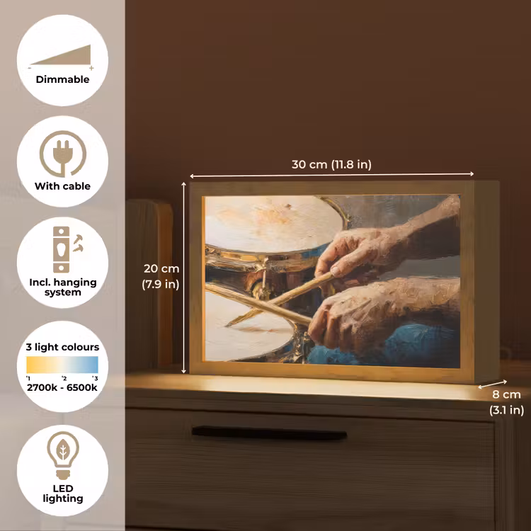 Drumstokken - Olieverf - Man Light Box met kabel (Tafellamp) klein -USP_EN