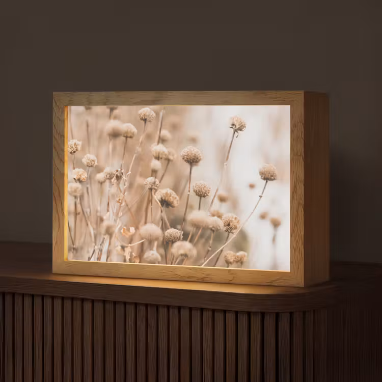 Droogbloemen - Beige - Bloemen - Natuur Light Box met kabel (Tafellamp) klein -z3d_website