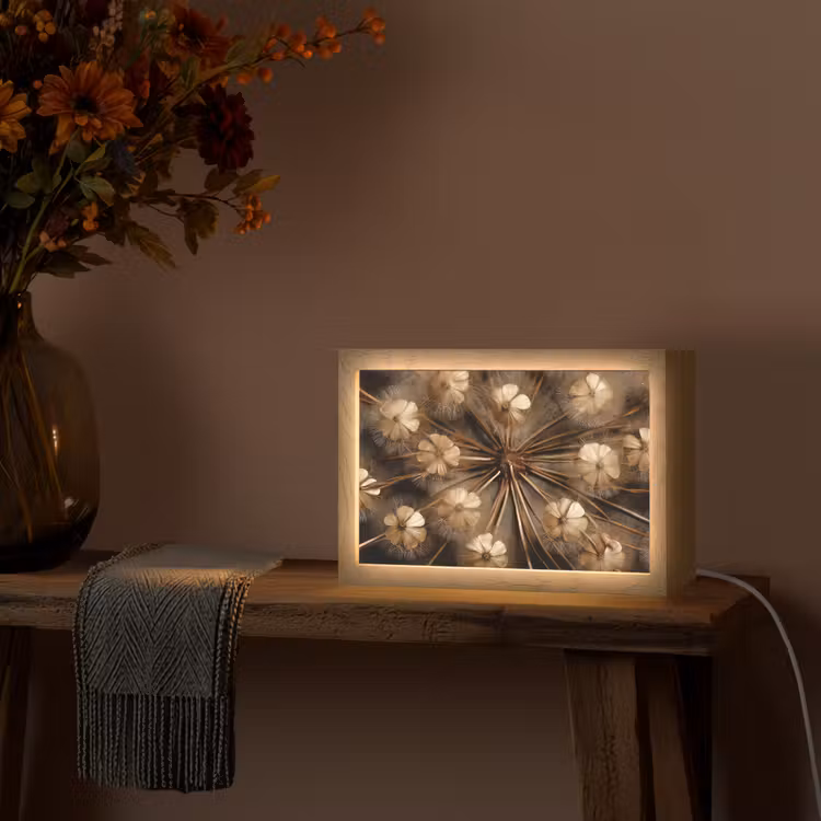 Droogbloemen - Bruin - Natuur Light Box met kabel (Tafellamp) klein -sfeer4