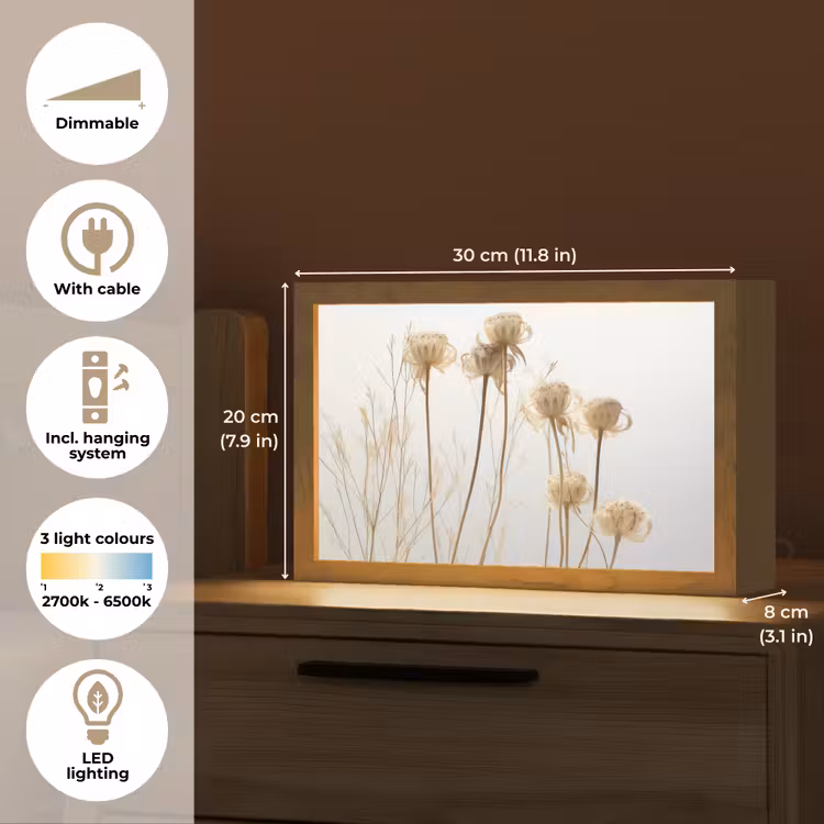 Droogbloemen - Natuur - Botanisch Light Box met kabel (Tafellamp) klein -USP_EN