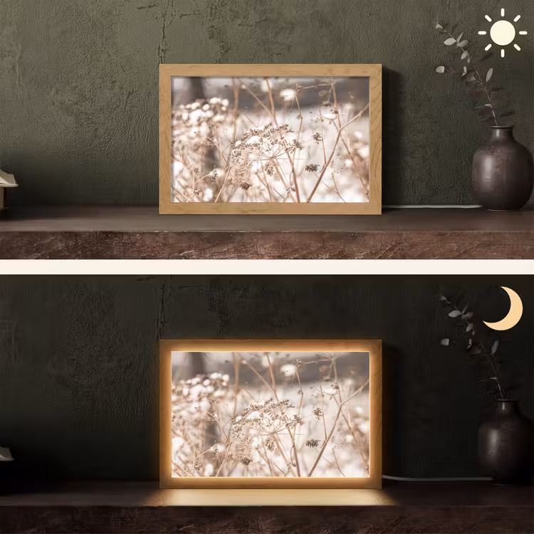 Droogbloemen - Wit - Planten Light Box met kabel (Tafellamp) klein -sfeer3