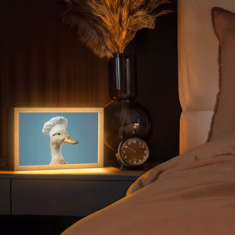 Eend - Koksmuts - Cute - Vogel Light Box met kabel (Tafellamp) klein -sfeer1