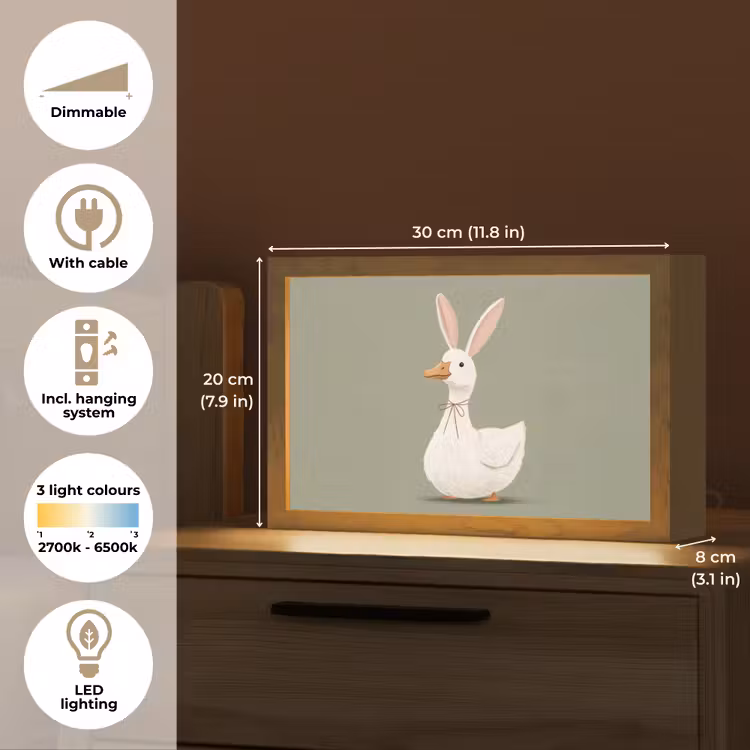 Eend - Konijnoren - Grijs Light Box met kabel (Tafellamp) klein -USP_EN