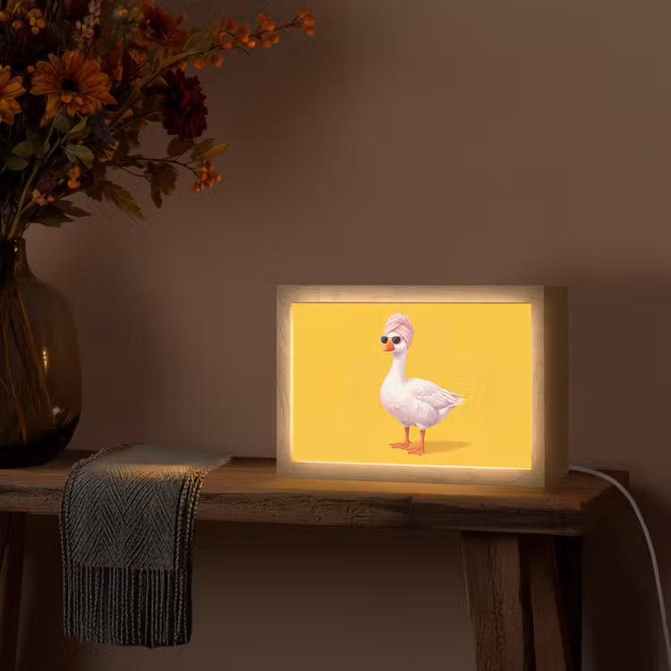 Eend - Zonnebril - Geel Light Box met kabel (Tafellamp) klein -sfeer4