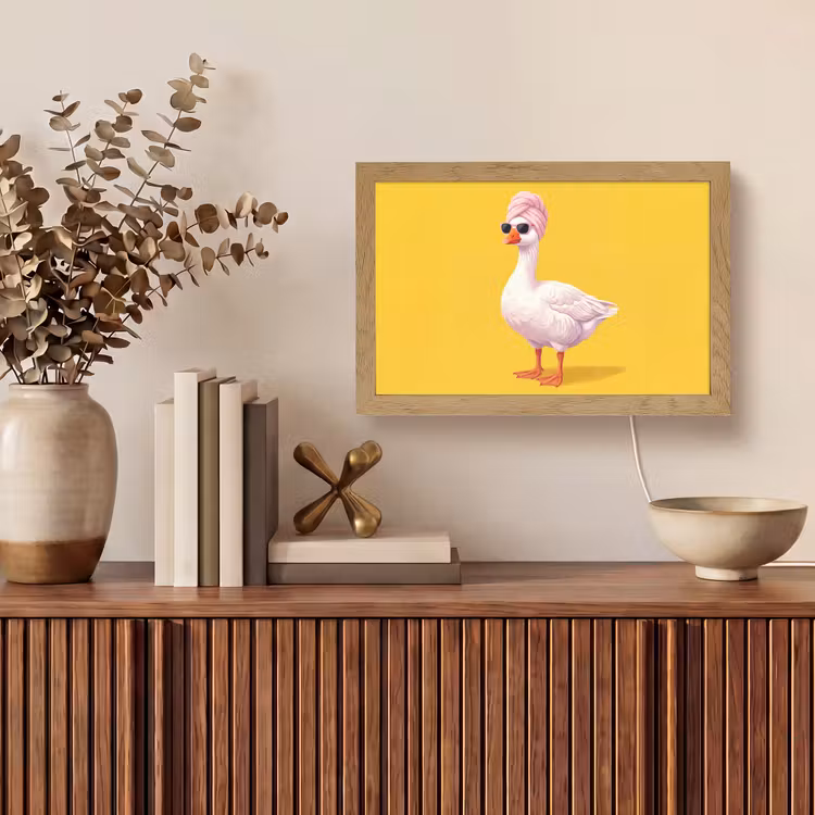 Eend - Zonnebril - Geel Light Box met kabel (Tafellamp) klein -sfeer2