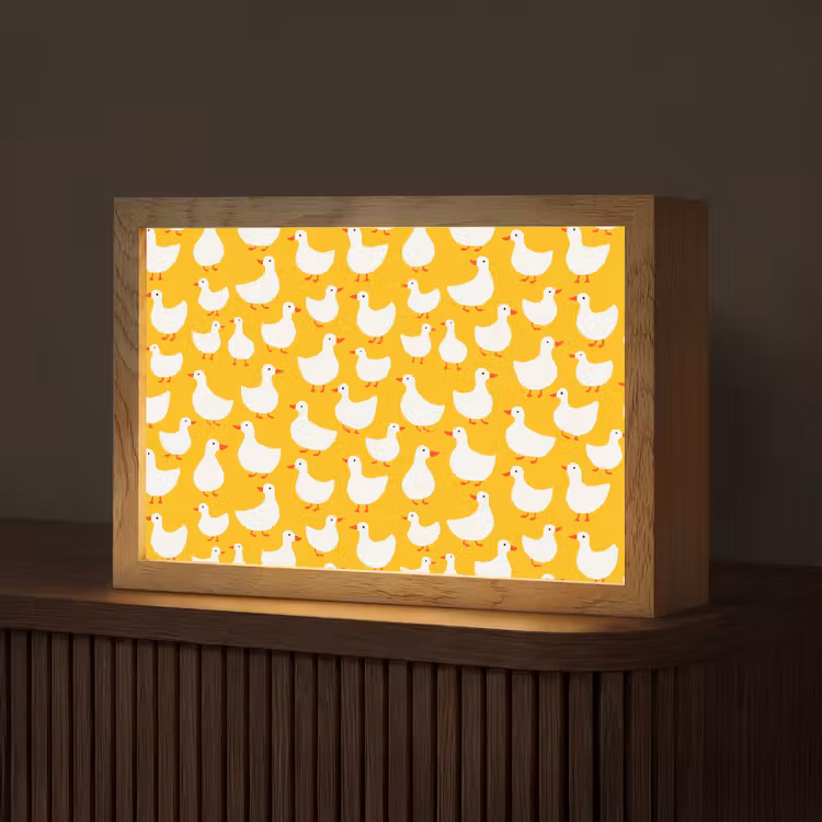 Eendjes - Patroon - Geel Light Box met kabel (Tafellamp) klein 924 -z3d_website