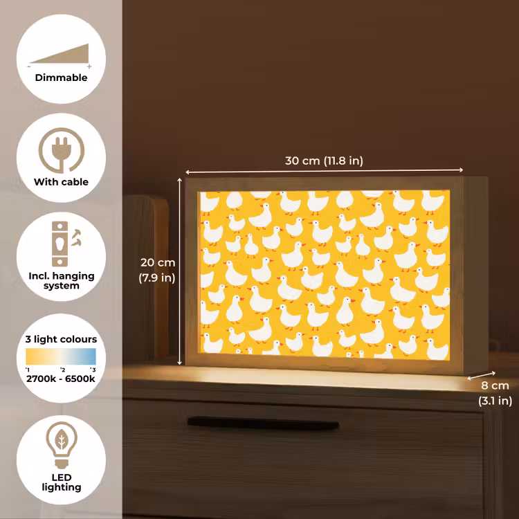 Eendjes - Patroon - Geel Light Box met kabel (Tafellamp) klein 924 -USP_EN