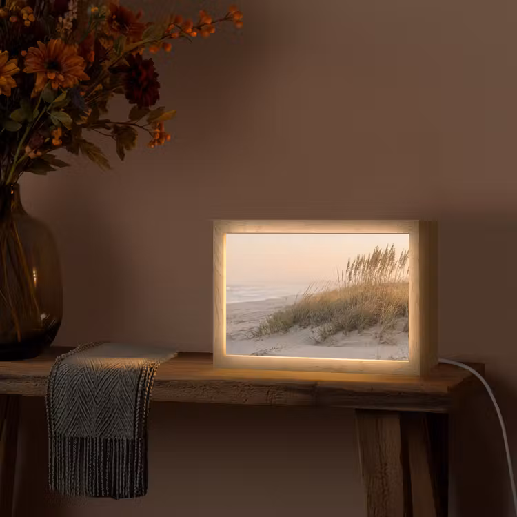 Duinlandschap - Zonsondergang - Strand Light Box met kabel (Tafellamp) klein -sfeer4