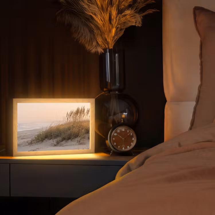 Duinlandschap - Zonsondergang - Strand Light Box met kabel (Tafellamp) klein -sfeer1