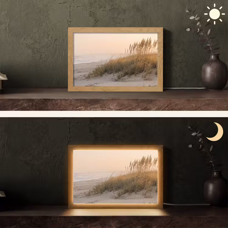 Duinlandschap - Zonsondergang - Strand Light Box met kabel (Tafellamp) klein -sfeer3