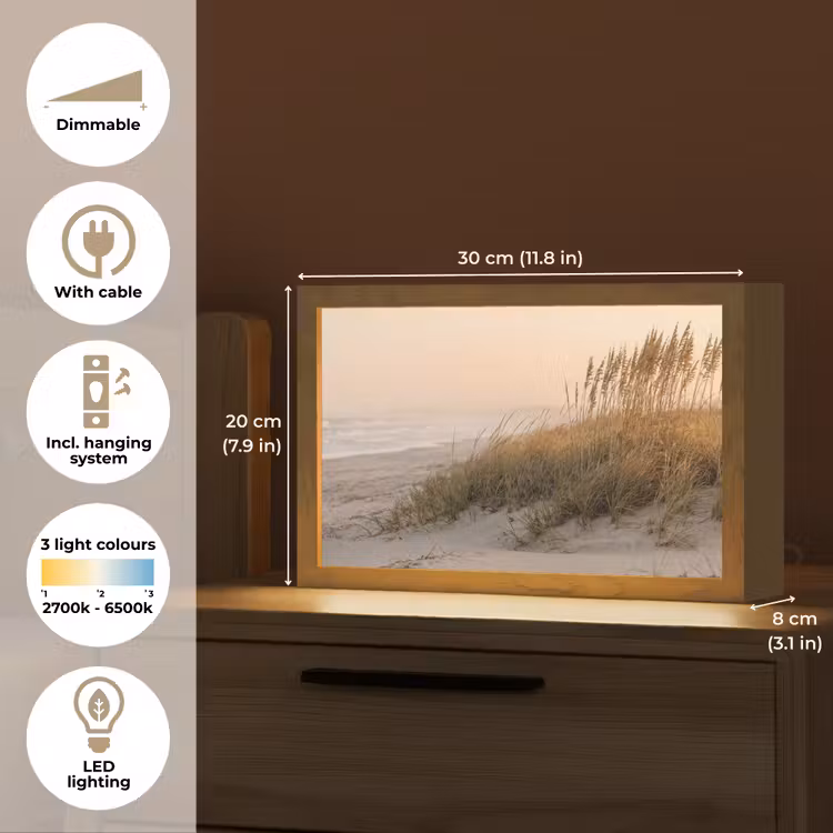 Duinlandschap - Zonsondergang - Strand Light Box met kabel (Tafellamp) klein -USP_EN