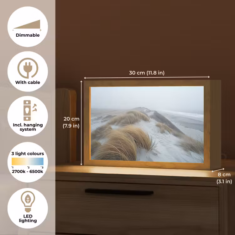 Duinen - Strand - Planten - Natuur Light Box met kabel (Tafellamp) klein -USP_EN
