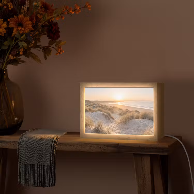 Duinen - Strand - Zee Light Box met kabel (Tafellamp) klein -sfeer4