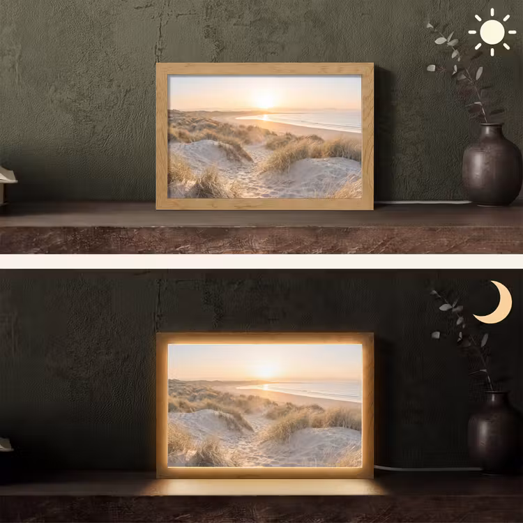 Duinen - Strand - Zee Light Box met kabel (Tafellamp) klein -sfeer3