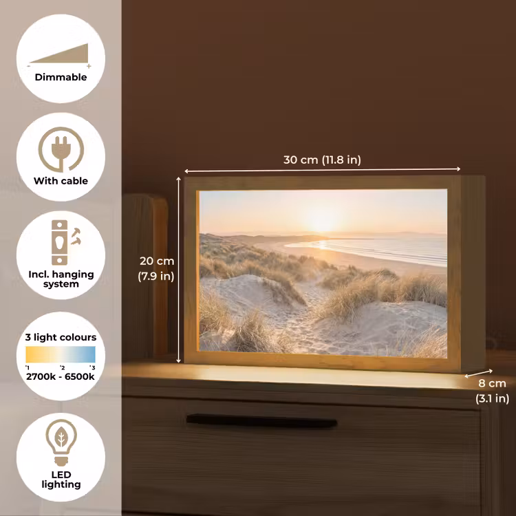 Duinen - Strand - Zee Light Box met kabel (Tafellamp) klein -USP_EN