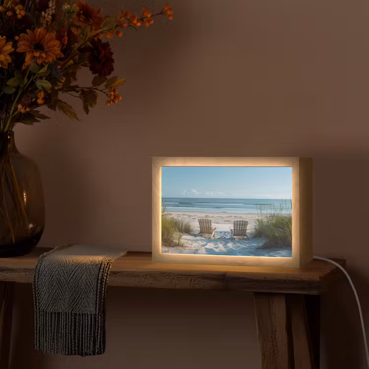 Duinen - Strand - Zee - Zomer Light Box met kabel (Tafellamp) klein -sfeer4