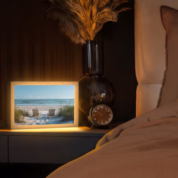 Duinen - Strand - Zee - Zomer Light Box met kabel (Tafellamp) klein -sfeer1