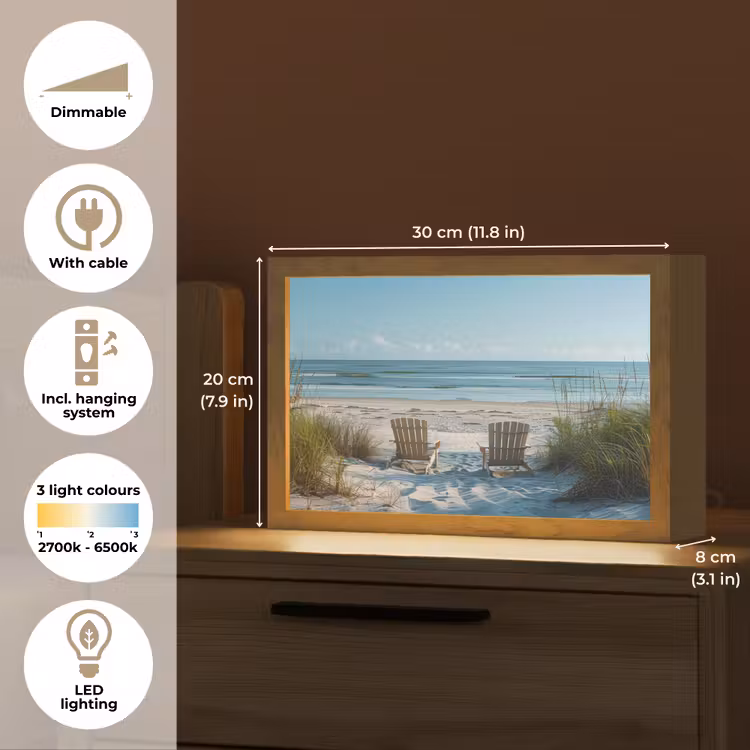 Duinen - Strand - Zee - Zomer Light Box met kabel (Tafellamp) klein -USP_EN