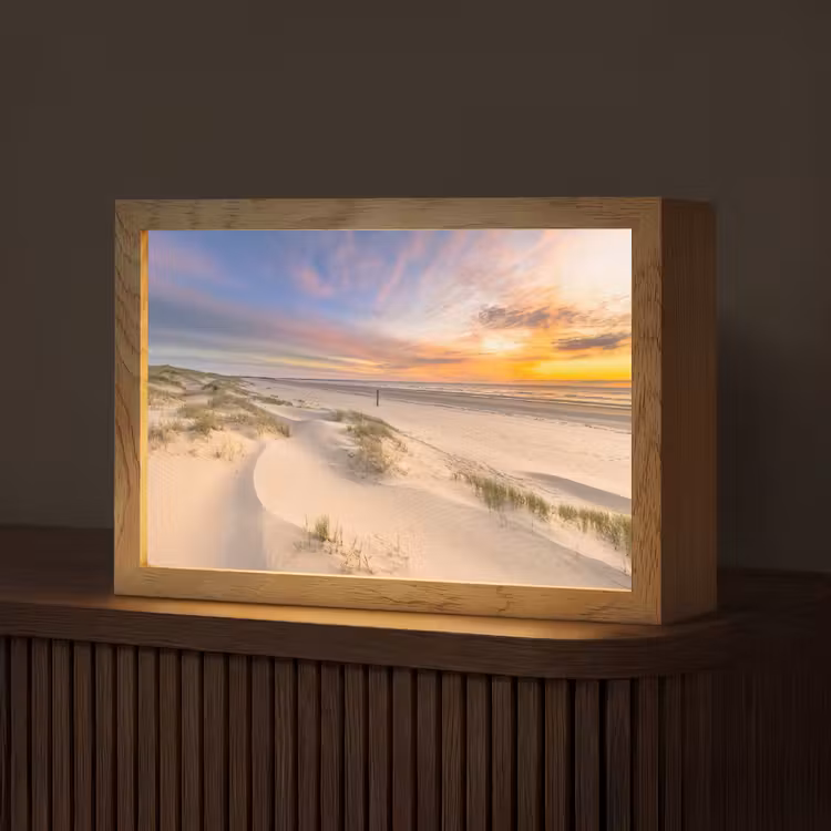 Duinen - Strand - Zonsondergang - Natuur - Zomer Light Box met kabel (Tafellamp) klein -z3d_website