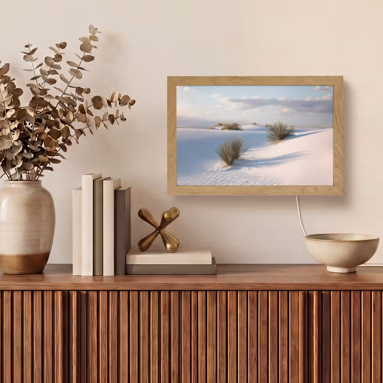 Duinen - Gras - Wolken - Beige Light Box met kabel (Tafellamp) klein -sfeer2