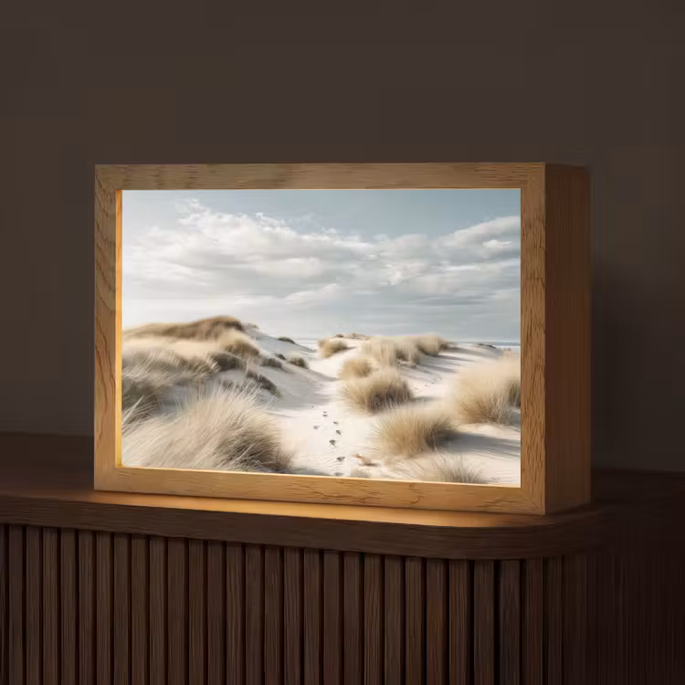 Duinen - Gras - Sporen - Wolken Light Box met kabel (Tafellamp) klein -z3d_website