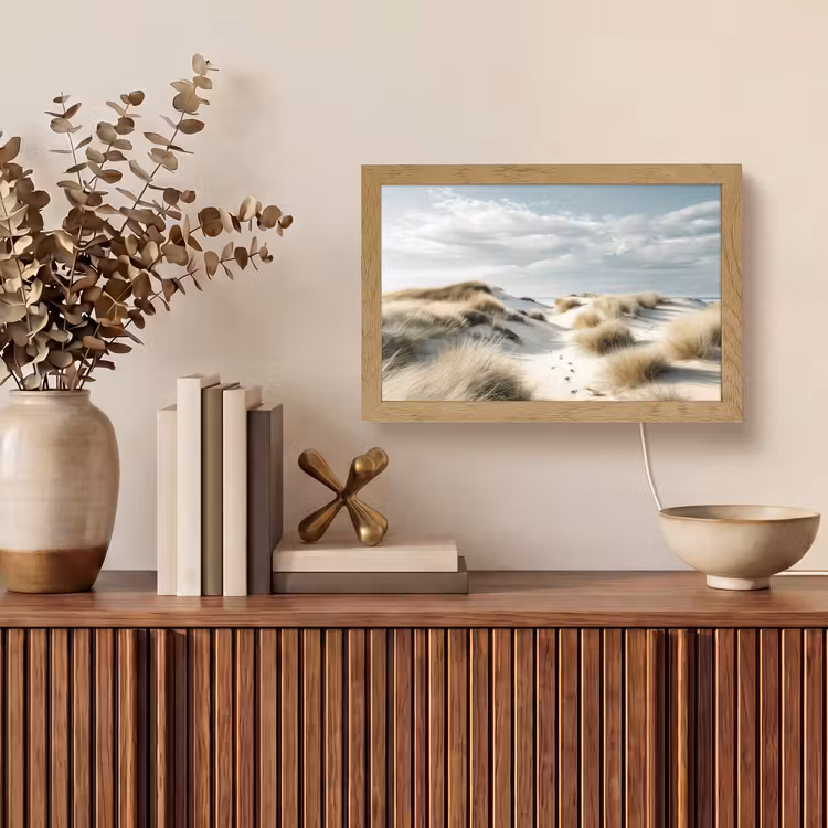 Duinen - Gras - Sporen - Wolken Light Box met kabel (Tafellamp) klein -sfeer2