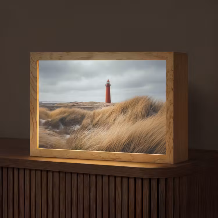 Duinen - Vuurtoren - Rood - Lucht Light Box met kabel (Tafellamp) klein -z3d_website