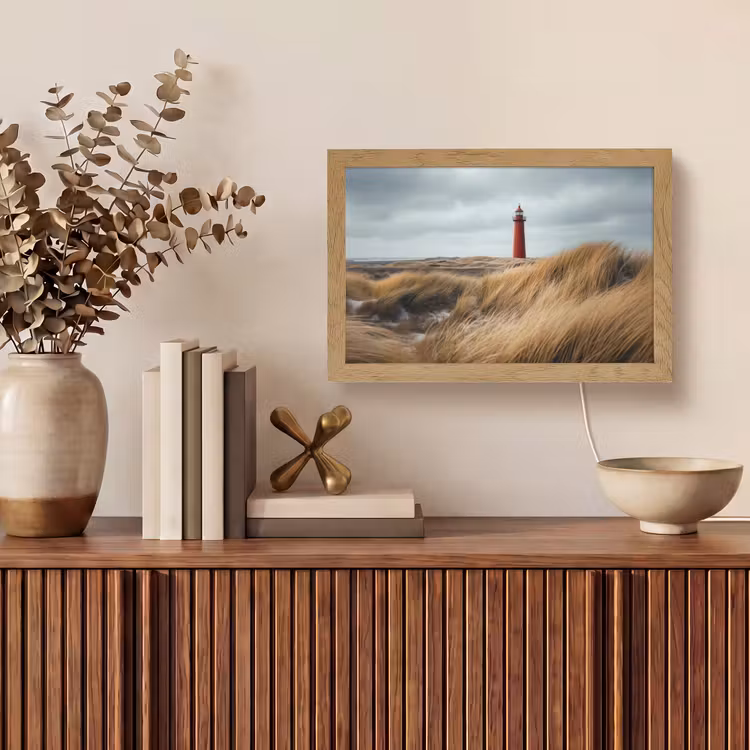 Duinen - Vuurtoren - Rood - Lucht Light Box met kabel (Tafellamp) klein -sfeer2