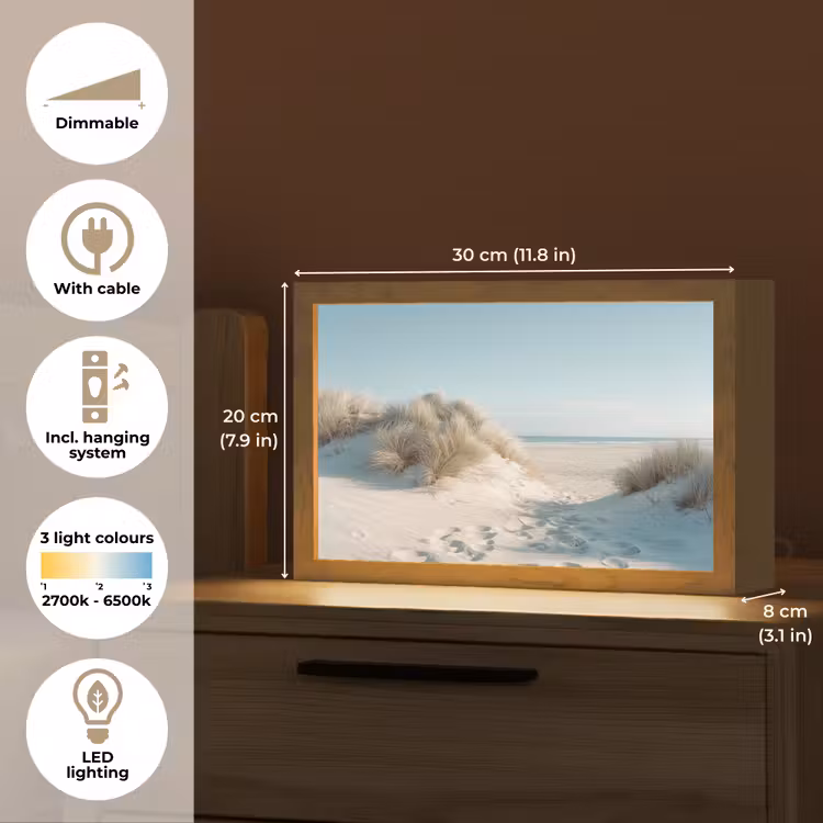 Duinen - Planten - Zomer - Natuur Light Box met kabel (Tafellamp) klein -USP_EN