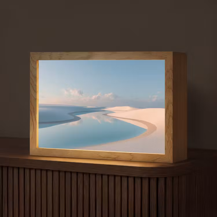 Duinen - Waterplas - Oneindige rust Light Box met kabel (Tafellamp) klein -z3d_website