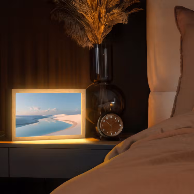 Duinen - Waterplas - Oneindige rust Light Box met kabel (Tafellamp) klein -sfeer1