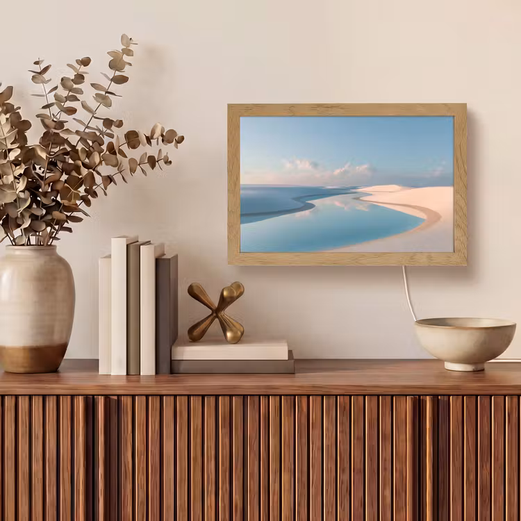 Duinen - Waterplas - Oneindige rust Light Box met kabel (Tafellamp) klein -sfeer2