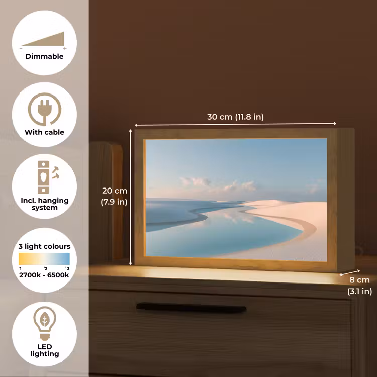 Duinen - Waterplas - Oneindige rust Light Box met kabel (Tafellamp) klein -USP_EN