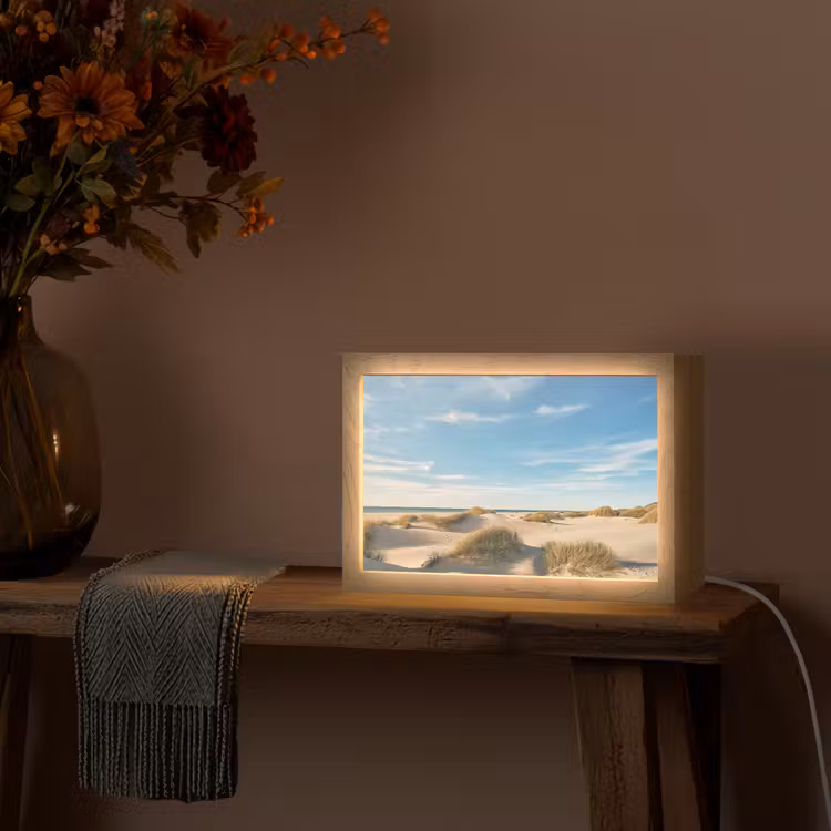 Duinen - Zomer - Landschap - Zee - Strand Light Box met kabel (Tafellamp) klein -sfeer4