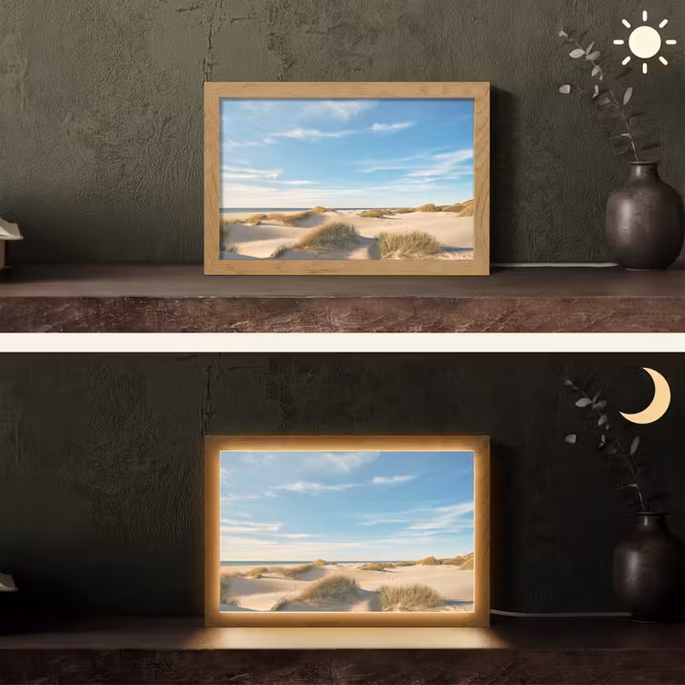 Duinen - Zomer - Landschap - Zee - Strand Light Box met kabel (Tafellamp) klein -sfeer3