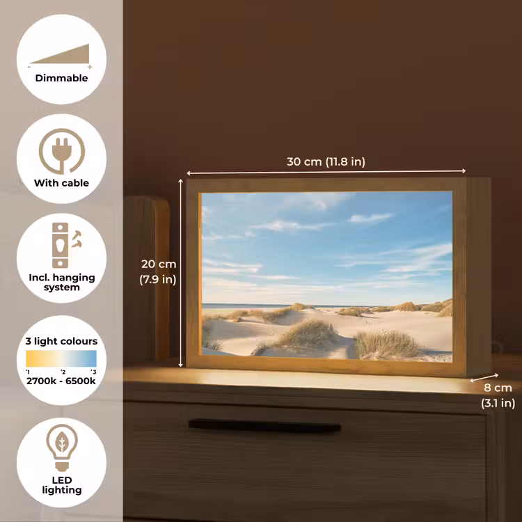 Duinen - Zomer - Landschap - Zee - Strand Light Box met kabel (Tafellamp) klein -USP_EN