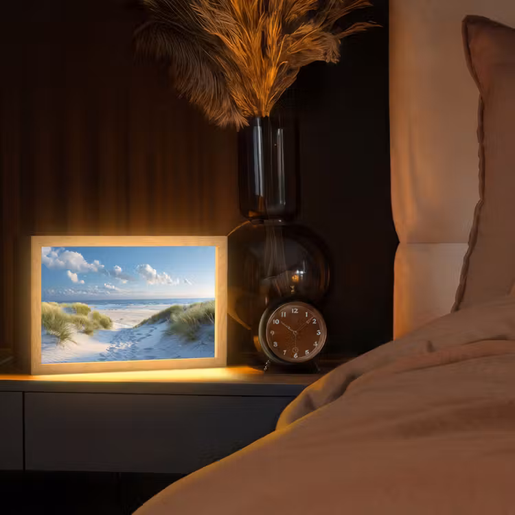Duinen - Zomer - Zon - Landschap - Zee Light Box met kabel (Tafellamp) klein -sfeer1