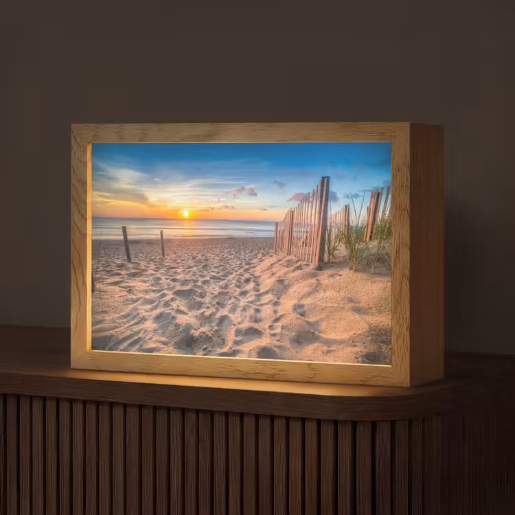 Duinen - Zonsondergang - Strand - Zee - Horizon Light Box met kabel (Tafellamp) klein -z3d_website