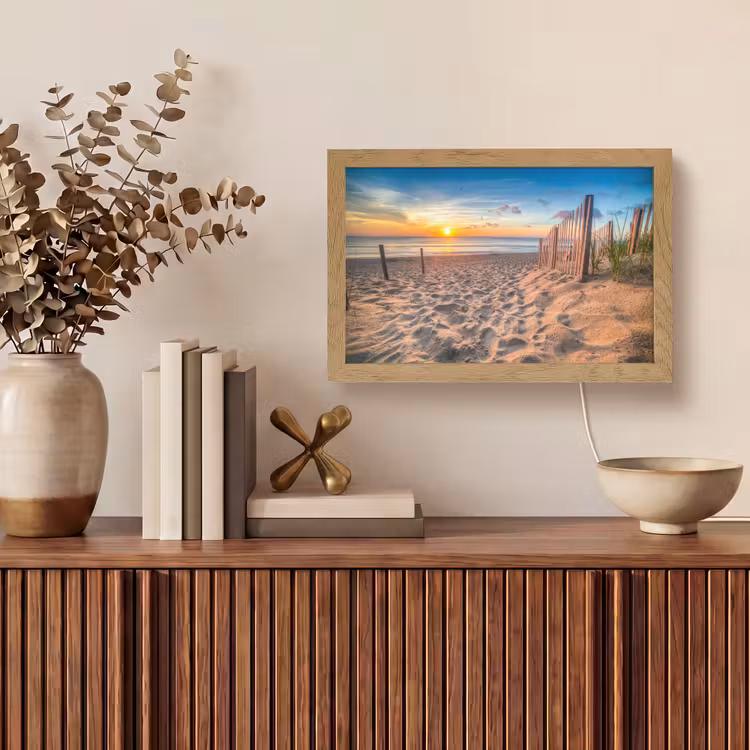 Duinen - Zonsondergang - Strand - Zee - Horizon Light Box met kabel (Tafellamp) klein -sfeer2
