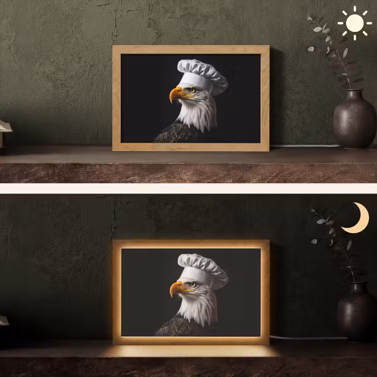 Arend -Amerika - Koksmuts - Vogel - Stoer Light Box met kabel (Tafellamp) klein -sfeer3