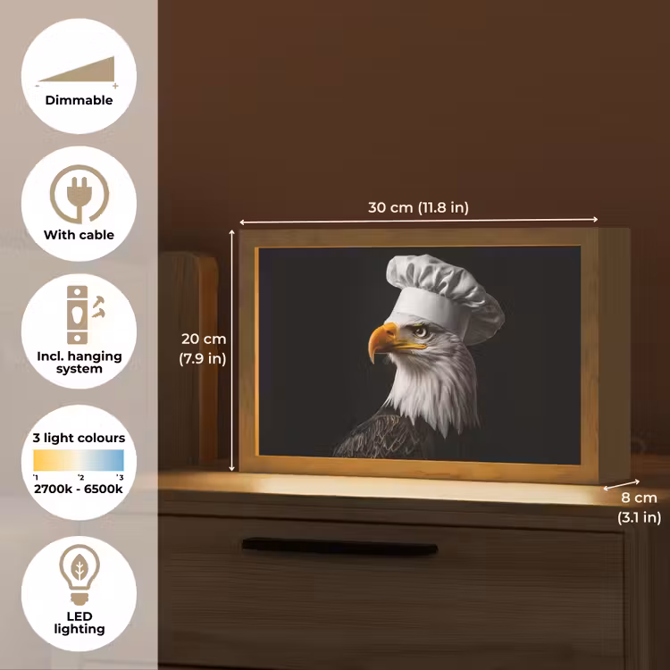 Arend -Amerika - Koksmuts - Vogel - Stoer Light Box met kabel (Tafellamp) klein -USP_EN