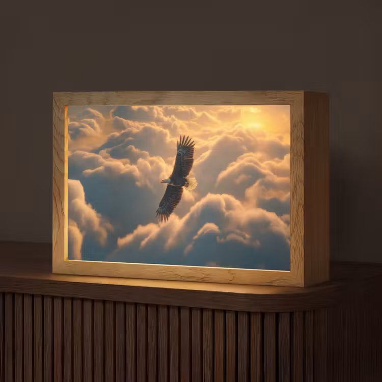 Adelaar - Wolken - Zon Light Box met kabel (Tafellamp) klein -z3d_website