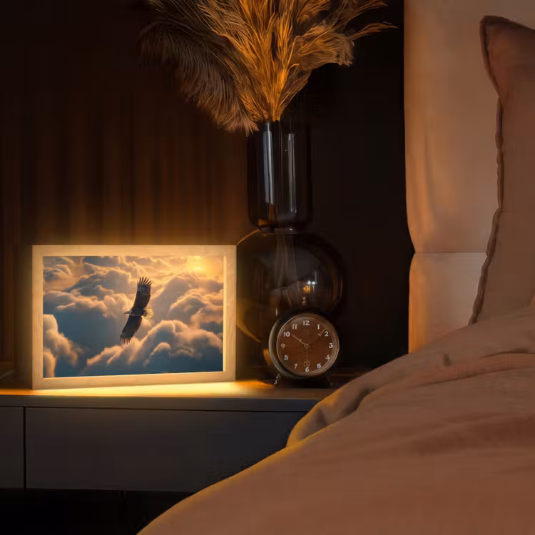 Adelaar - Wolken - Zon Light Box met kabel (Tafellamp) klein -sfeer1