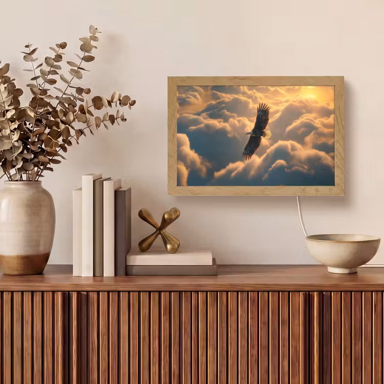 Adelaar - Wolken - Zon Light Box met kabel (Tafellamp) klein -sfeer2
