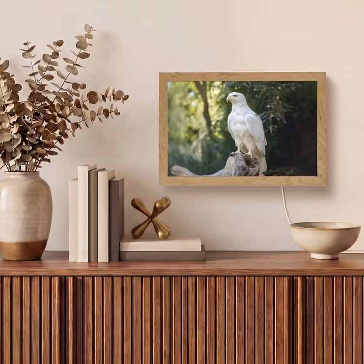 Arend - Hout - Wit - Planten Light Box met kabel (Tafellamp) klein -sfeer2