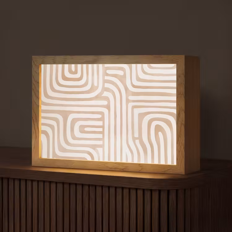 Aardetinten - Labyrintpatroon Light Box met kabel (Tafellamp) klein -z3d_website