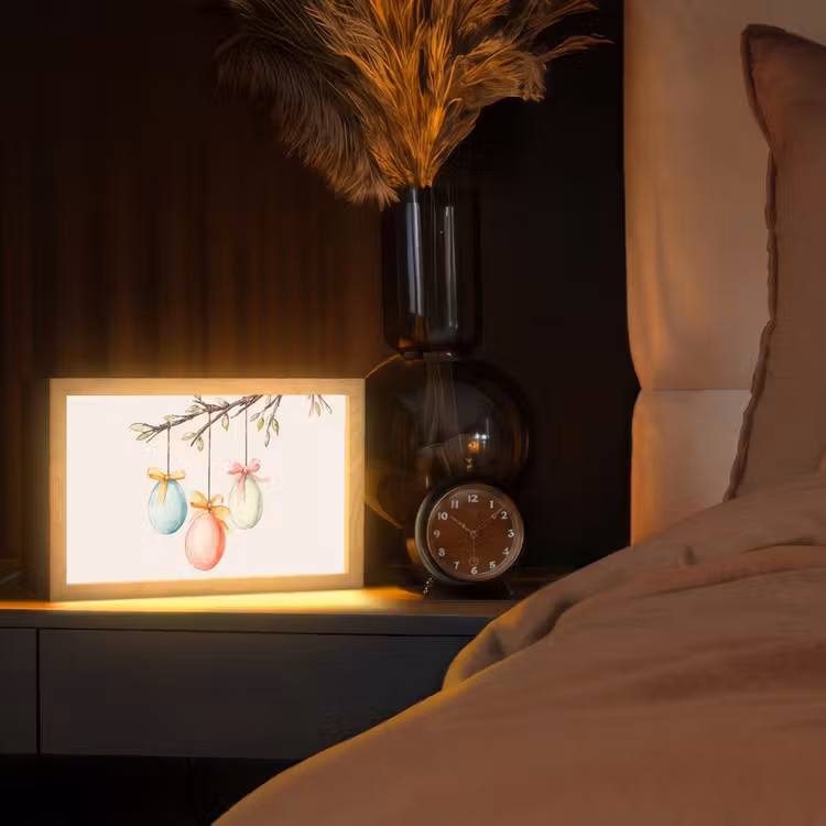 Paastak - Strikje - Eieren Light Box met kabel (Tafellamp) klein -sfeer1