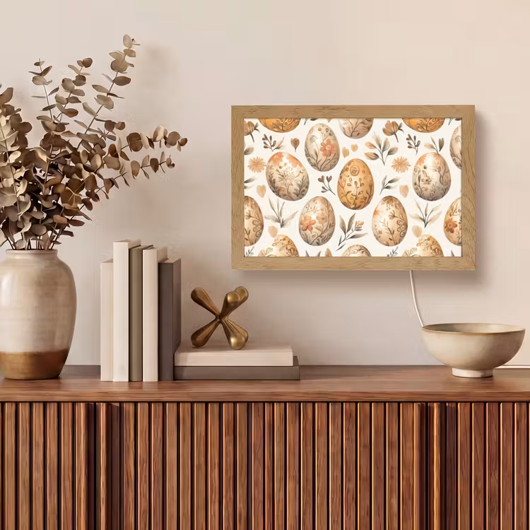 Paaseieren - Bruin - Bloemen Light Box met kabel (Tafellamp) klein -sfeer2